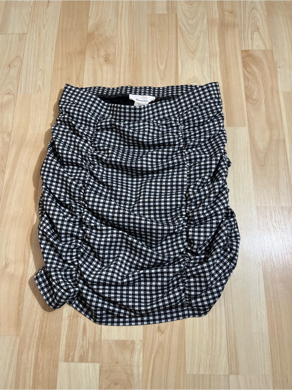 Urban Romantics Womens Gingham Ruched Pencil Skirt Size XS
